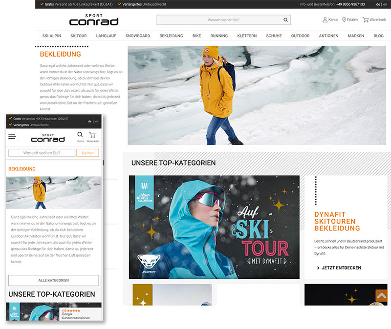 Screenshot Sport Conrad Onlineshop.